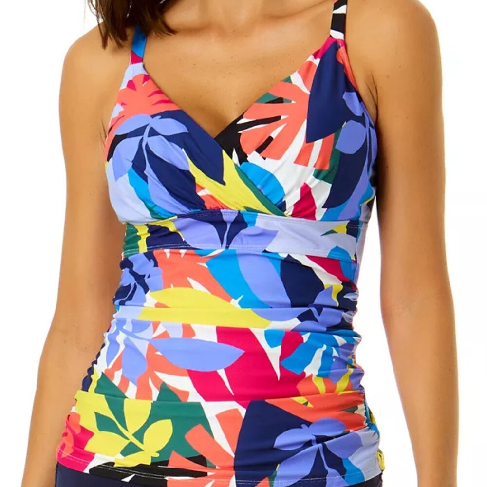 Anne Cole Tankini Swim Top Tropical Print Mocean Collection 34C/36B - Picture 4 of 11